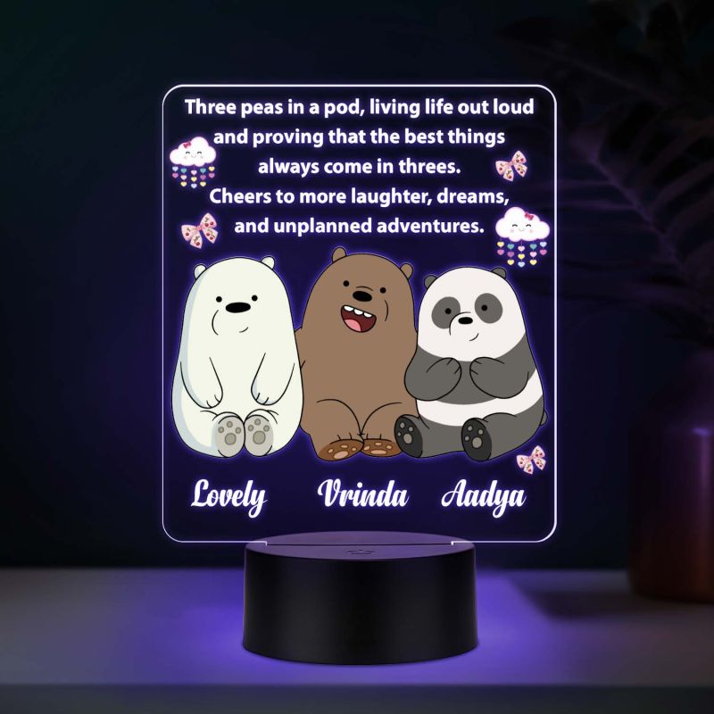 Customized Best Friends UV Print 7 Color LED Night Light  Personalized Name & Quote Lamp